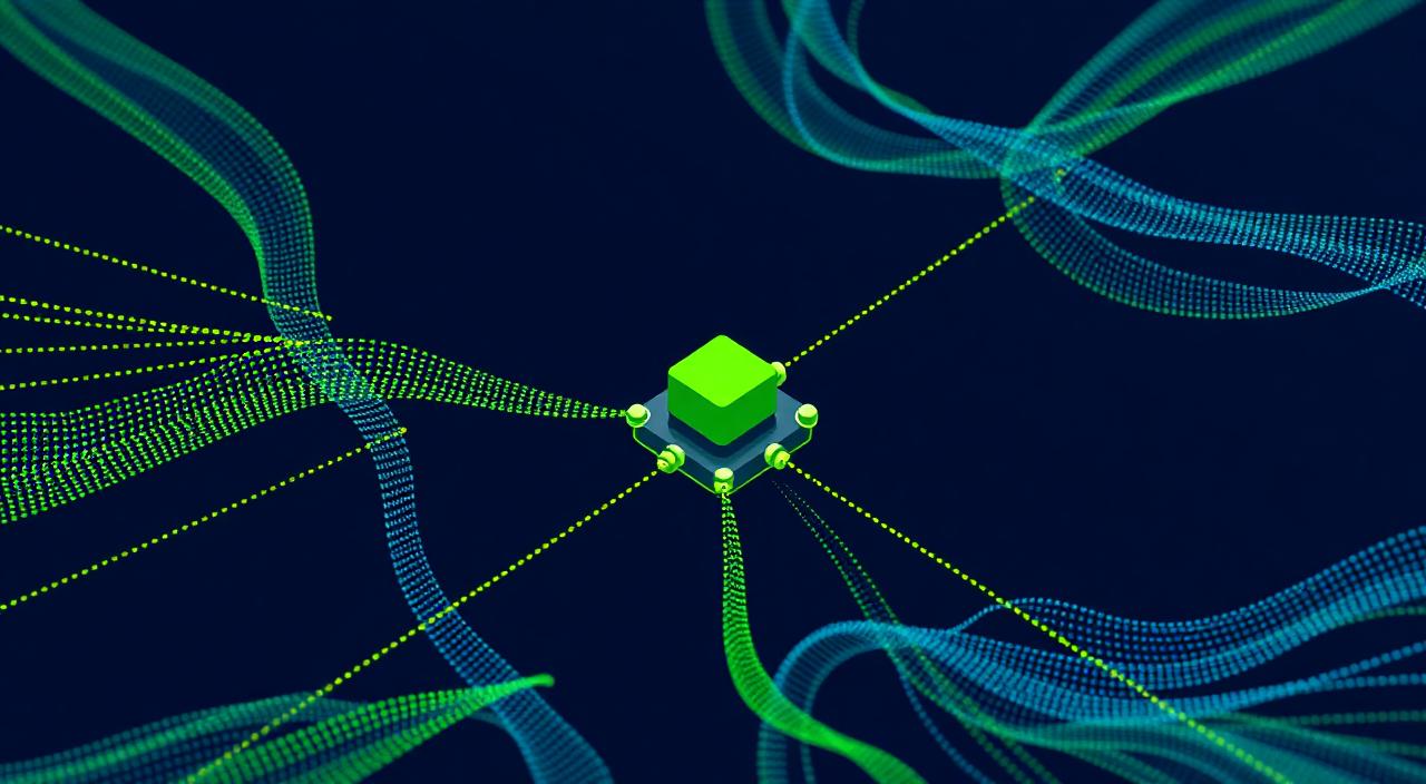 Multiple dotted payment streams converging into a single reconciled node.