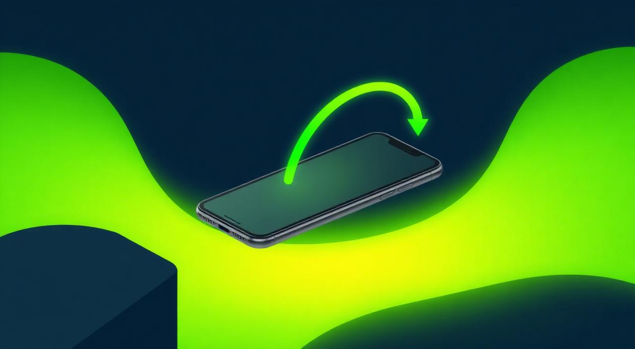 Floating smartphone with a lime-green payment arc flowing into a stylized building.